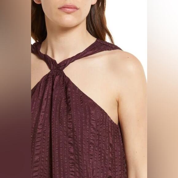 Frame Denim Tops Frame Draped Textured Silk Halter Top In Cabernet size M (b20) - Picture 4 of 8